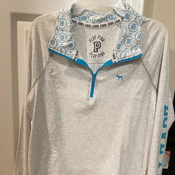 Pink Victoria’s Secret Women’s Quarter Zip Logo Sweatshirt NWOT - Picture 6 of 10